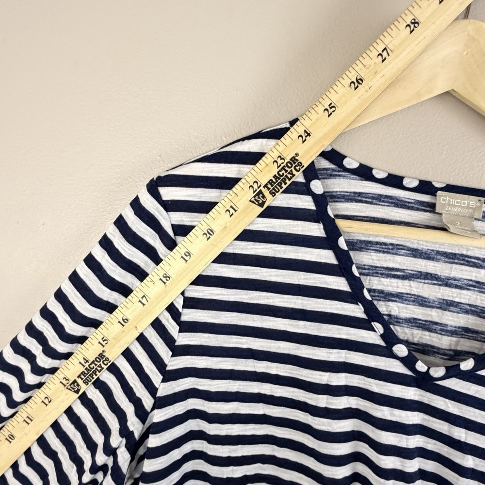 Chico's Zenergy Striped Long Sleeve Top 2/L Coastal Preppy Athleisure Nautical - Picture 4 of 7